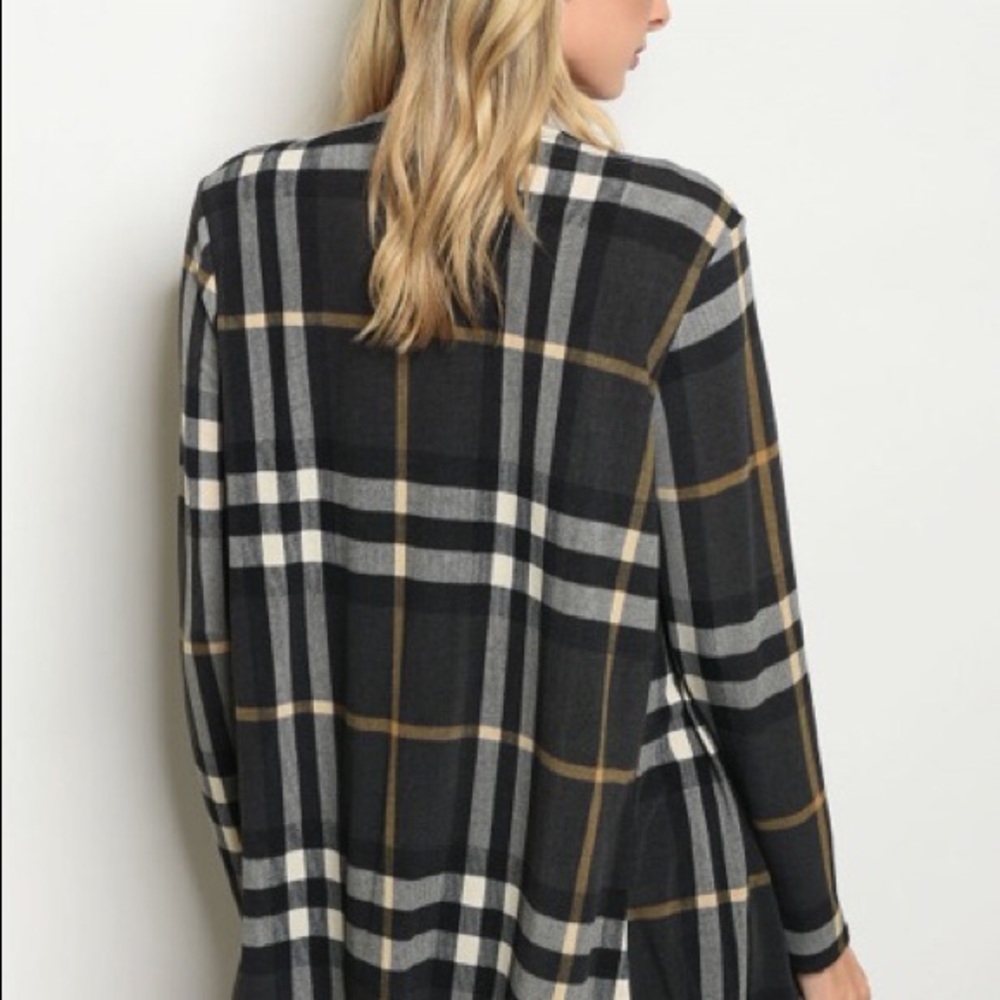 Black gray checked cardigan - Picture 2 of 2